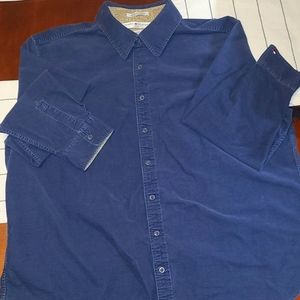 Blue corduroy paisley accent tommy Hilfiger snap front Womens 3x long sleeve